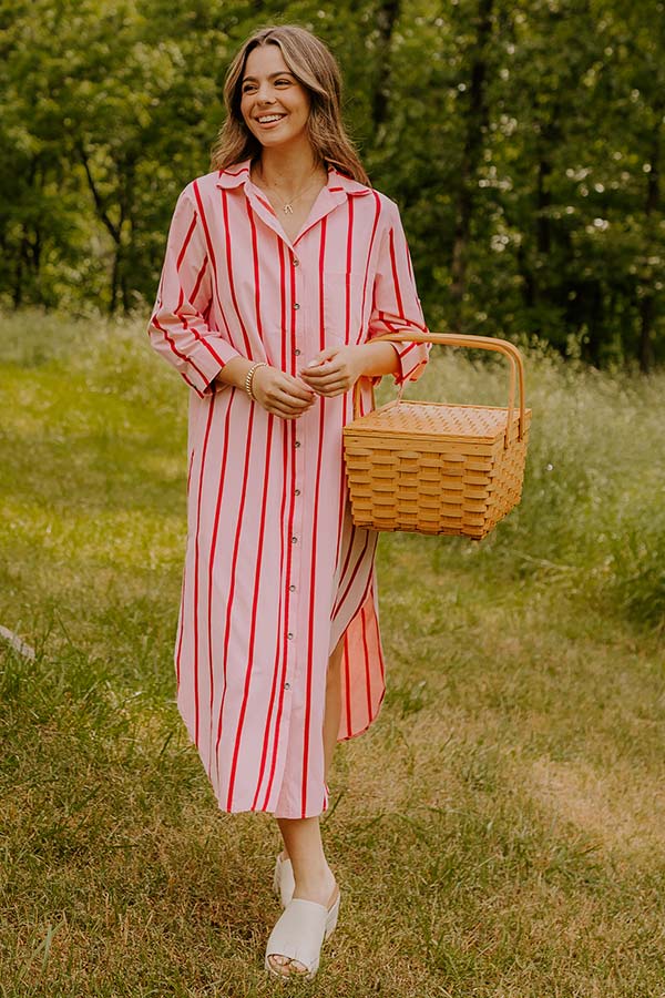 Coastline Chic Stripe Midi Dress Image - 2