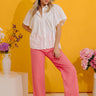 The Lainey High Waist Straight Leg Pants in Bubblegum Pink Image - 1