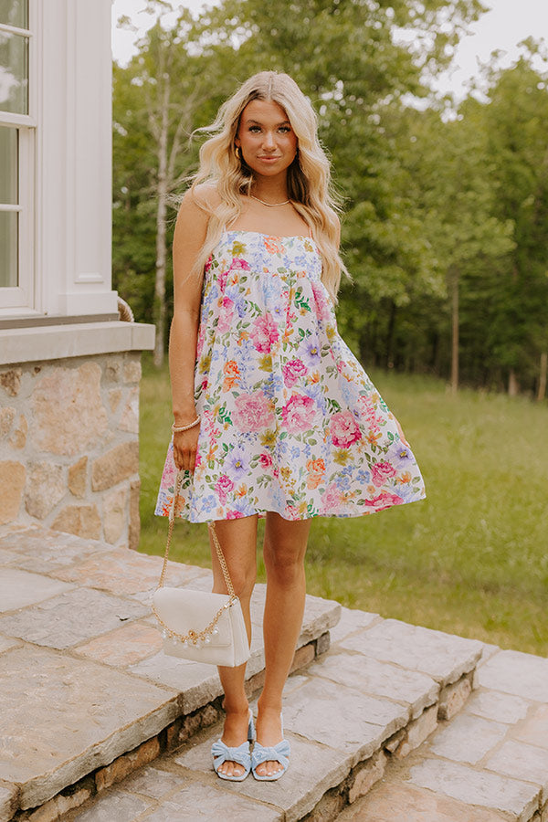 Bubbly Personality Floral Denim Mini Dress Image 3