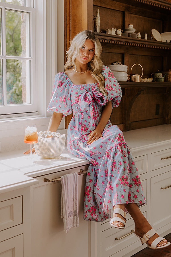 Countryside Cutie Floral Maxi Dress in Sky Blue Image 1