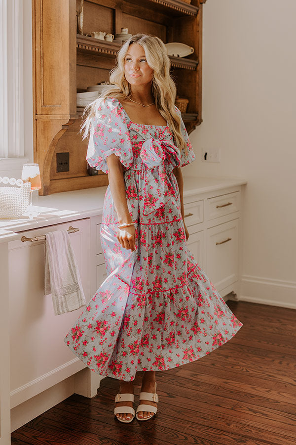 Countryside Cutie Floral Maxi Dress in Sky Blue Image 2