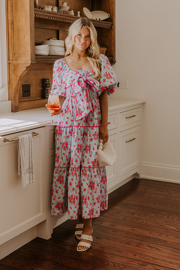 Countryside Cutie Floral Maxi Dress in Sky Blue Image 4
