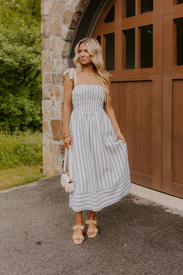 Shoreline Muse Linen-Blend Stripe Midi Dress Image 2