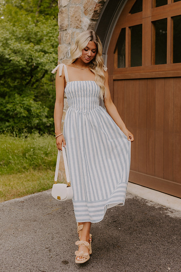 Shoreline Muse Linen-Blend Stripe Midi Dress Image 1