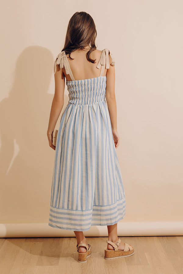 Shoreline Muse Linen-Blend Stripe Midi Dress Impressions Online Boutique Shoreline Muse Linen-Blend Stripe Midi Dress Impressions Online Boutique