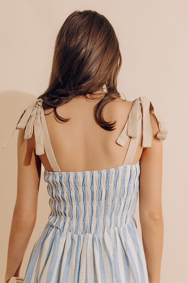 Shoreline Muse Linen-Blend Stripe Midi Dress Impressions Online Boutique Shoreline Muse Linen-Blend Stripe Midi Dress Impressions Online Boutique