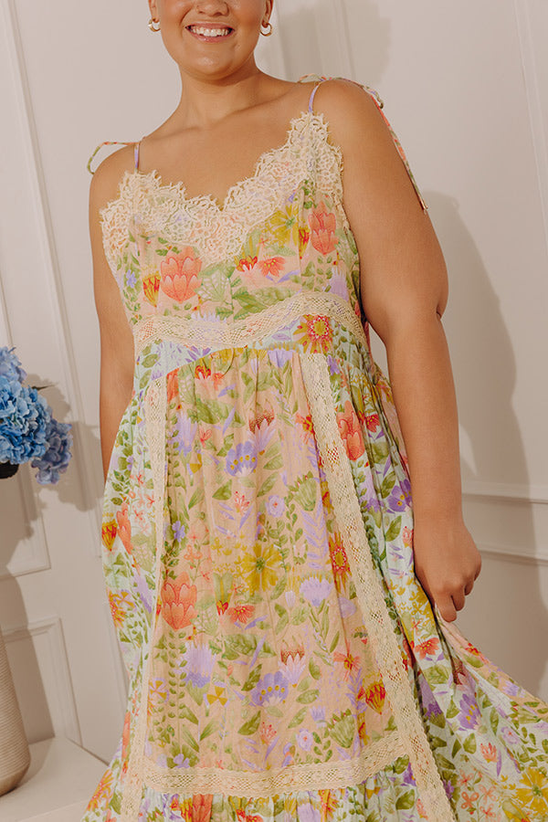 Whimsical Ways Floral Midi Dress Curves 2XL / peach Whimsical Ways Floral Midi Dress Curves 2XL / peach