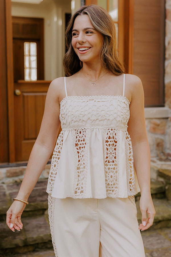 Boheme Bay Crochet Babydoll Top in Cream Image 2