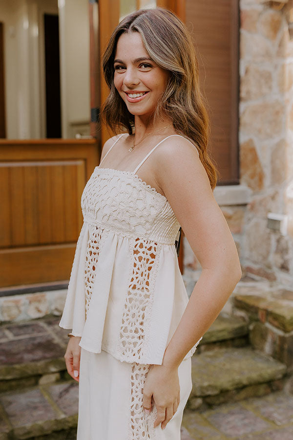 Boheme Bay Crochet Babydoll Top in Cream Image 3