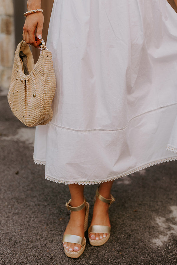 Courtyard Brunch High Waist Midi Skirt in White Image 3