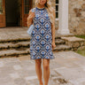 Chic Statement Floral Knit Mini Dress in Navy Image 1