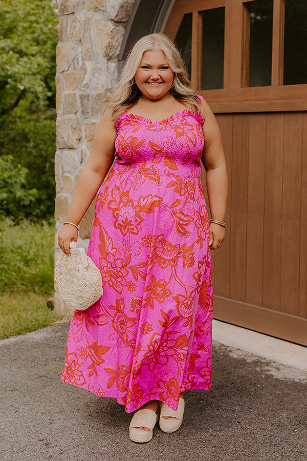 plus size floral midi dress Maurices Plus Size Women's Embroidered Floral Smocked Bubble Sleeve Midi Dress Pink Size 1X