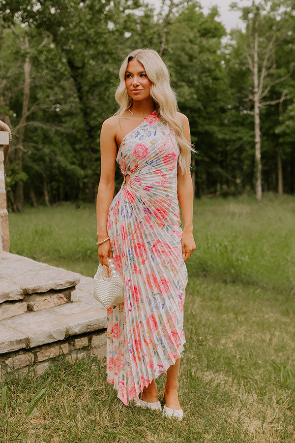 Aways My Amour Pleated Floral Maxi Dress S / pink Aways My Amour Pleated Floral Maxi Dress S / pink