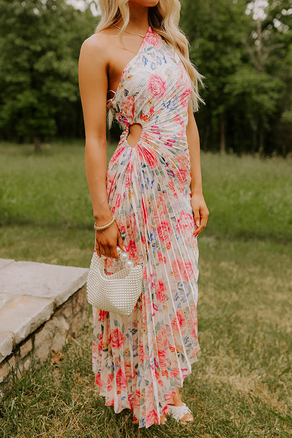 Aways My Amour Pleated Floral Maxi Dress M / Pink Aways My Amour Pleated Floral Maxi Dress M / Pink