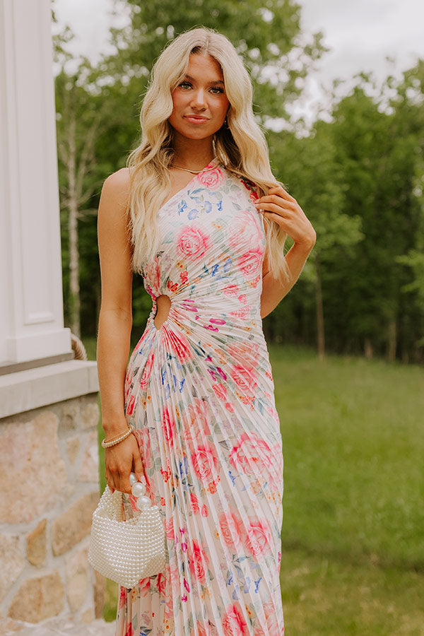 Aways My Amour Pleated Floral Maxi Dress S / pink Aways My Amour Pleated Floral Maxi Dress S / pink
