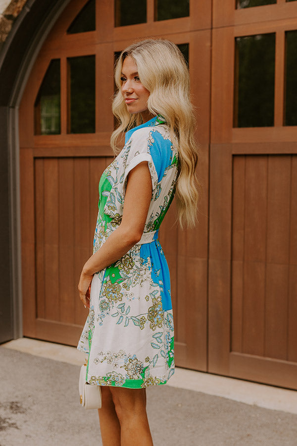 Cruise Ready Floral Mini Dress in Green Image 5