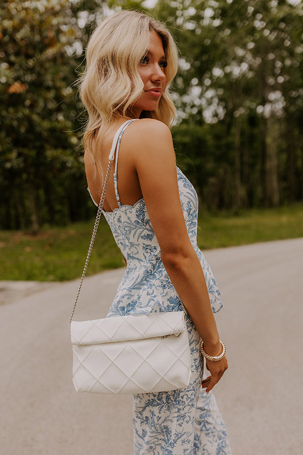 Posh Mode Faux Leather Clutch in Ivory Image 1