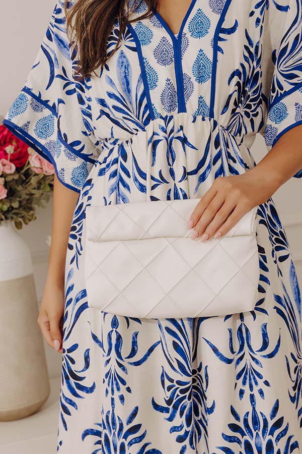 Posh Mode Faux Leather Clutch in Ivory Image - 1