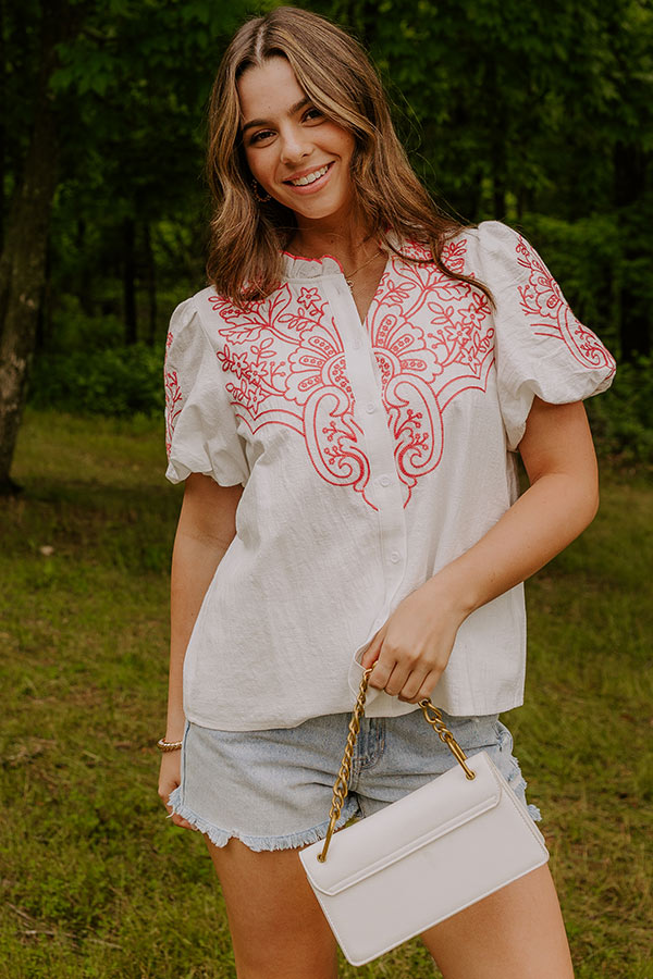 Myrtle Beach Brunch Embroidered Top in Pink Image 2