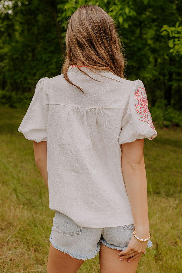 Myrtle Beach Brunch Embroidered Top in Pink Image 5