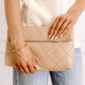Posh Mode Faux Leather Clutch in Beige Image 1