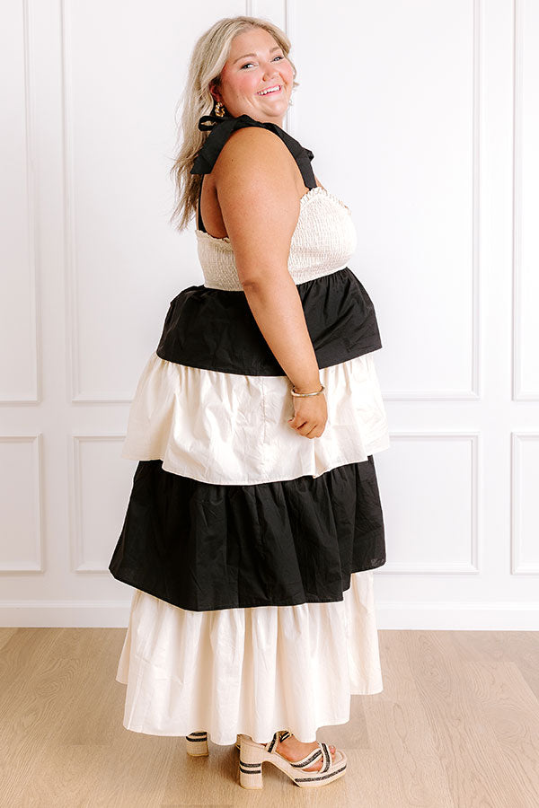 Formal Flair Tiered Midi Dress Curves 2XL / Black Formal Flair Tiered Midi Dress Curves 2XL / Black