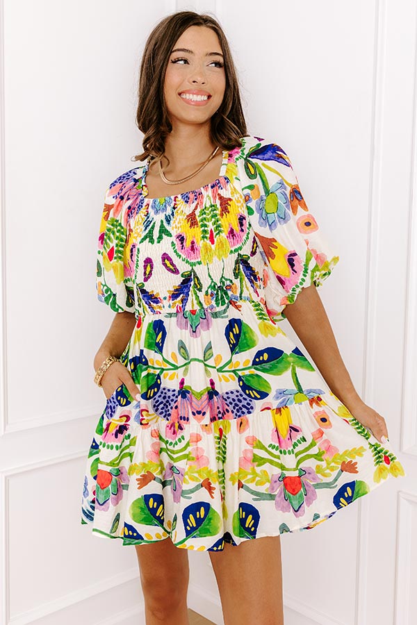 Party On Town Square Floral Smocked Mini Dress Image 1