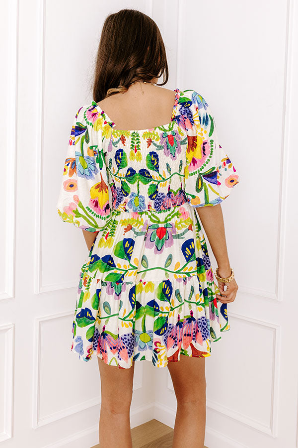 Party On Town Square Floral Smocked Mini Dress Image 3