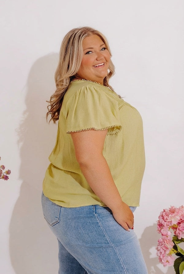 Easy Going Lace Top in Lime Punch Curves Image - 2