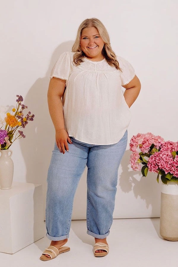 Easy Going Lace Top in Cream Curves Image - 1