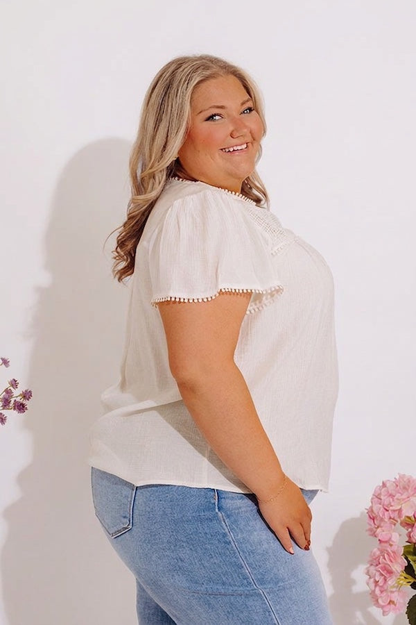Easy Going Lace Top in Cream Curves Image - 3
