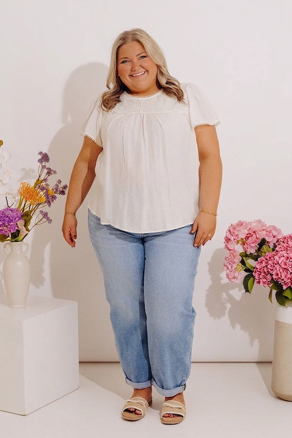 Easy Going Lace Top in Cream Curves Image - 5