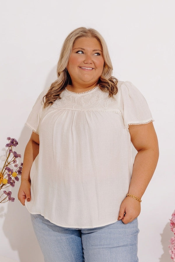 Easy Going Lace Top in Cream Curves Image - 2