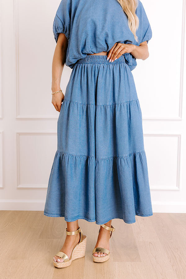 Small Town Cutie High Waist Chambray Maxi Skirt Image 2