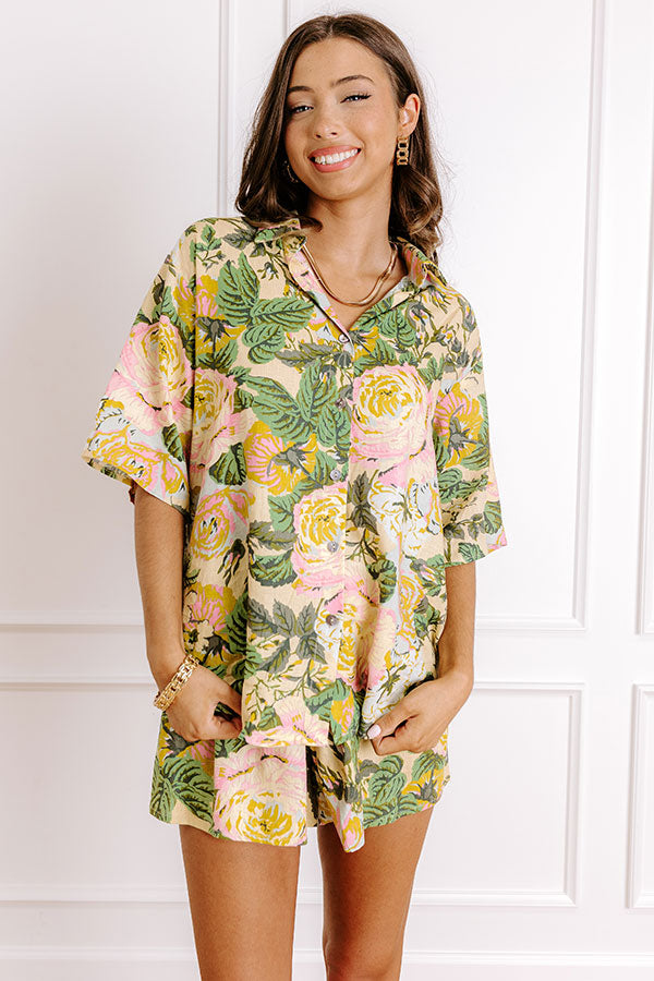 Golden Hour Garden Linen-Blend Button Up Image 3