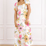 Joyful Blooms Linen-Blend Midi Dress in Pink Image 1