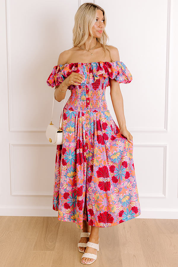 Fiesta Bloom Smocked Midi Dress Image 1