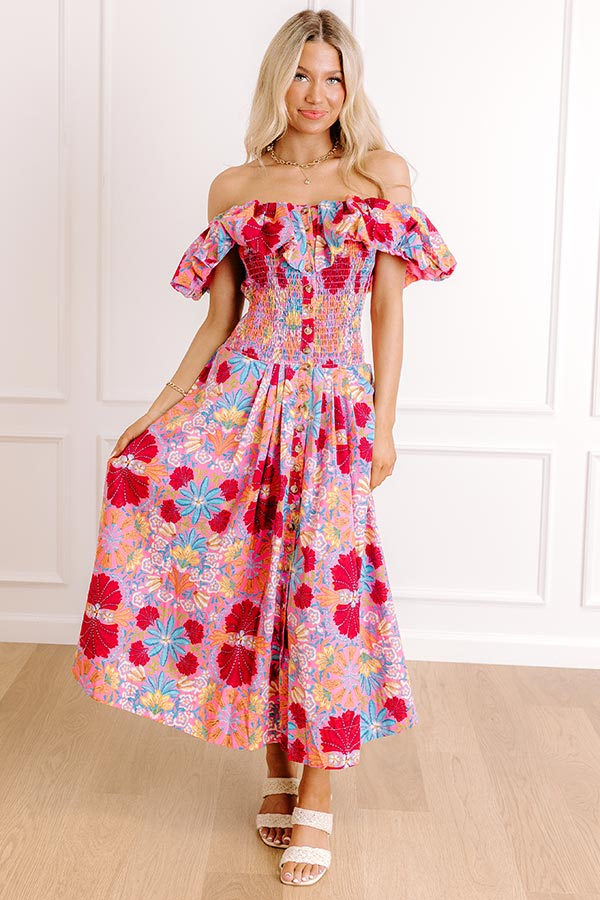 Fiesta Bloom Smocked Midi Dress Image 3