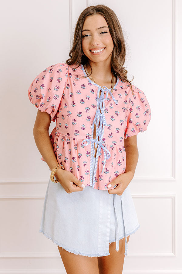 Caught Your Eye Floral Front Tie Top Image - 4