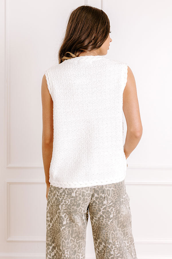 Pier Cafe Cutie Knit Top in White Image 5