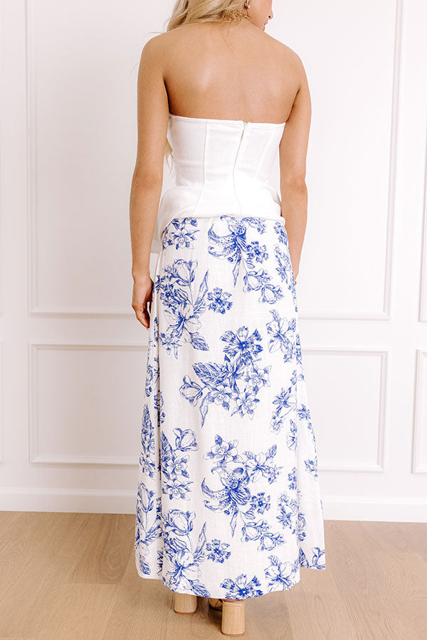 Venetian Garden High Waist Linen-Blend Maxi Skirt Image 5