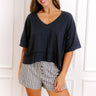 Simple Sway Oversized Crop Tee In Navy Image 3