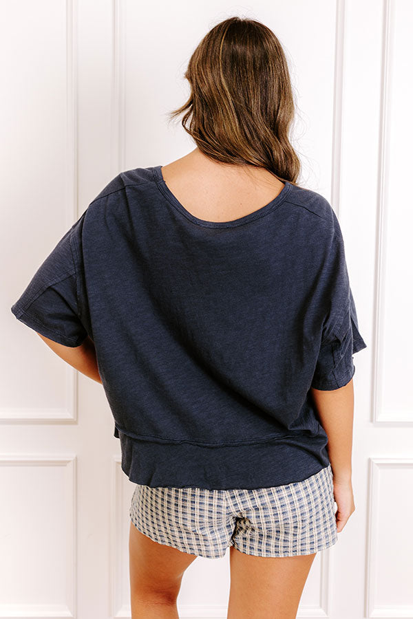 Simple Sway Oversized Crop Tee In Navy Image 5