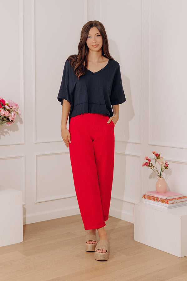 Simple Sway Oversized Crop Tee In Navy Image - 2