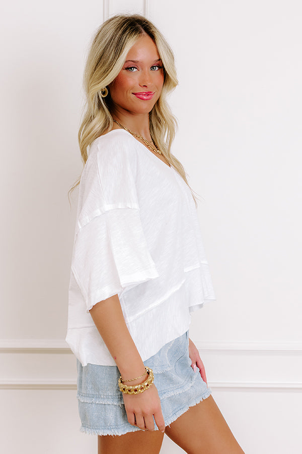Simple Sway Oversized Crop Tee In White Image 4