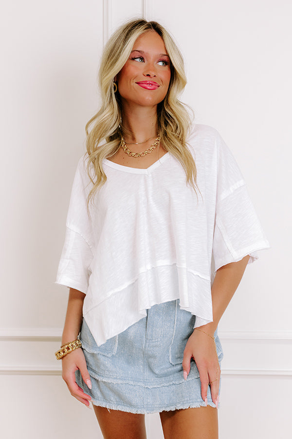 Simple Sway Oversized Crop Tee In White Image 2