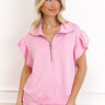 Effortless Moments Quarter Zip Top in Pink Image 1