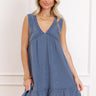 Boardwalk Brunch Babydoll Mini Dress In Dark Periwinkle Image 1
