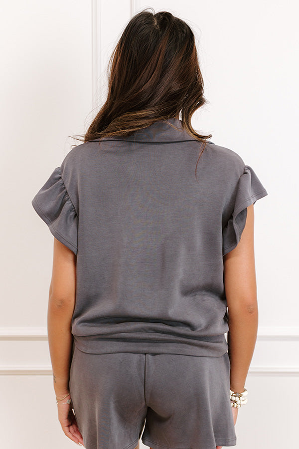 Effortless Moments Quarter Zip Top in Charcoal Image 5