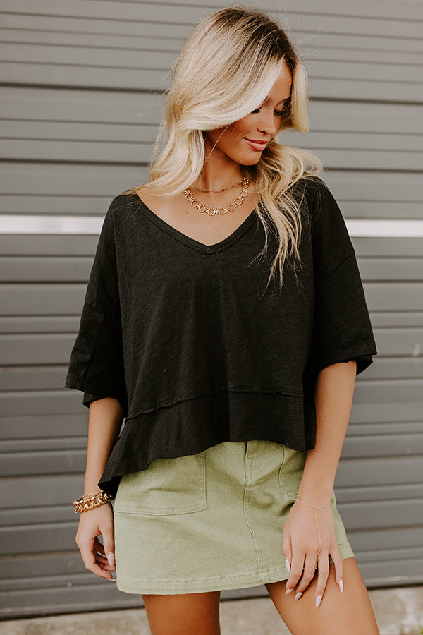 Simple Sway Oversized Crop Tee In Black Image 2